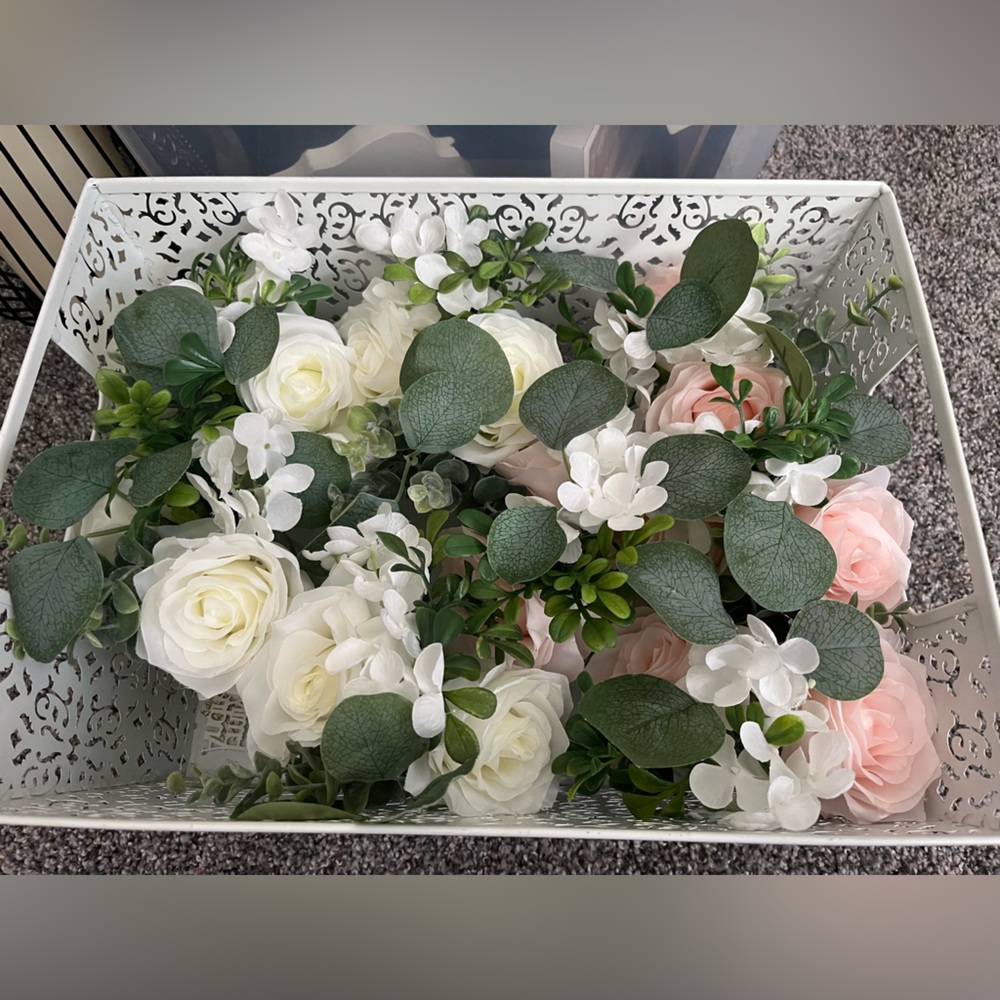 Hobby Lobby Faux Floral Duo with White and Pink Roses